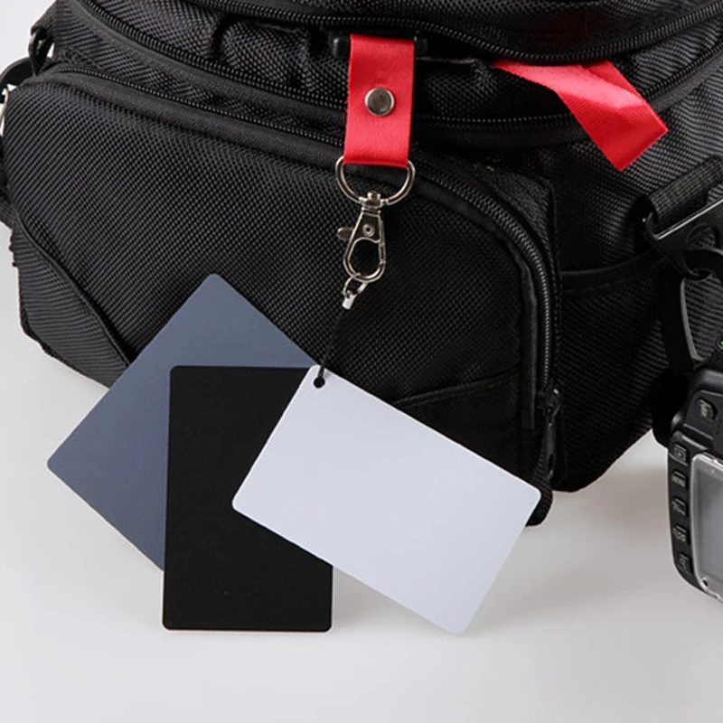 3 in 1 Pocket-Size Digital 18% White Black Grey Balance Cards with Neck Strap Set for Camera Photography Photo Studio | Электроника