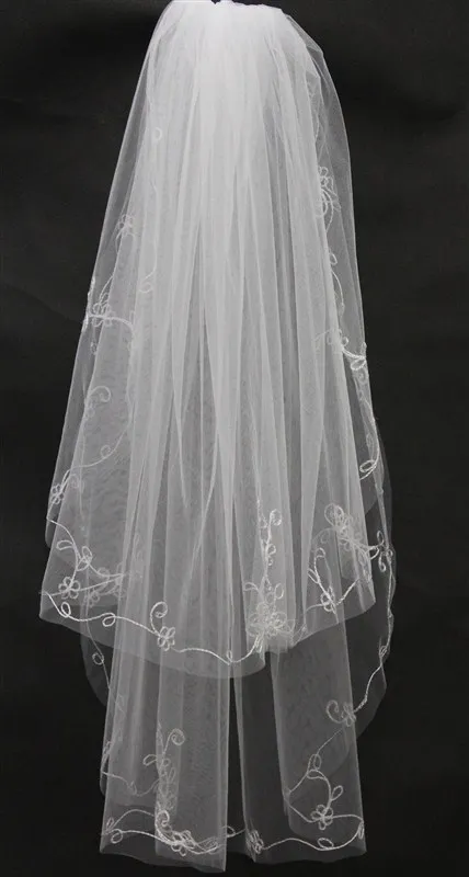 Фата реальное изображение 100% локоть Длина с расческой два Слои 2T Свадебный