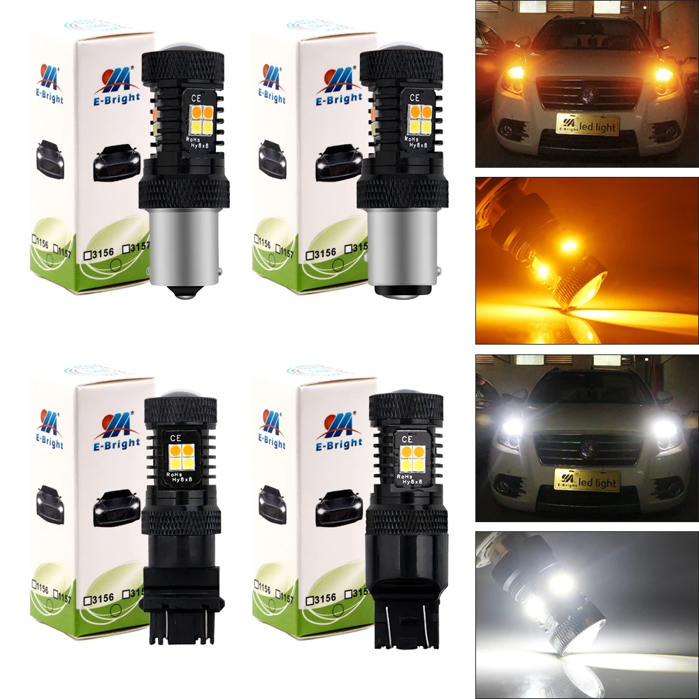 Светодиодный переключатель P21W BA15S BAU15S PY21W 1 шт. 3156 3157 7440 7443 3030 белый + янтарный