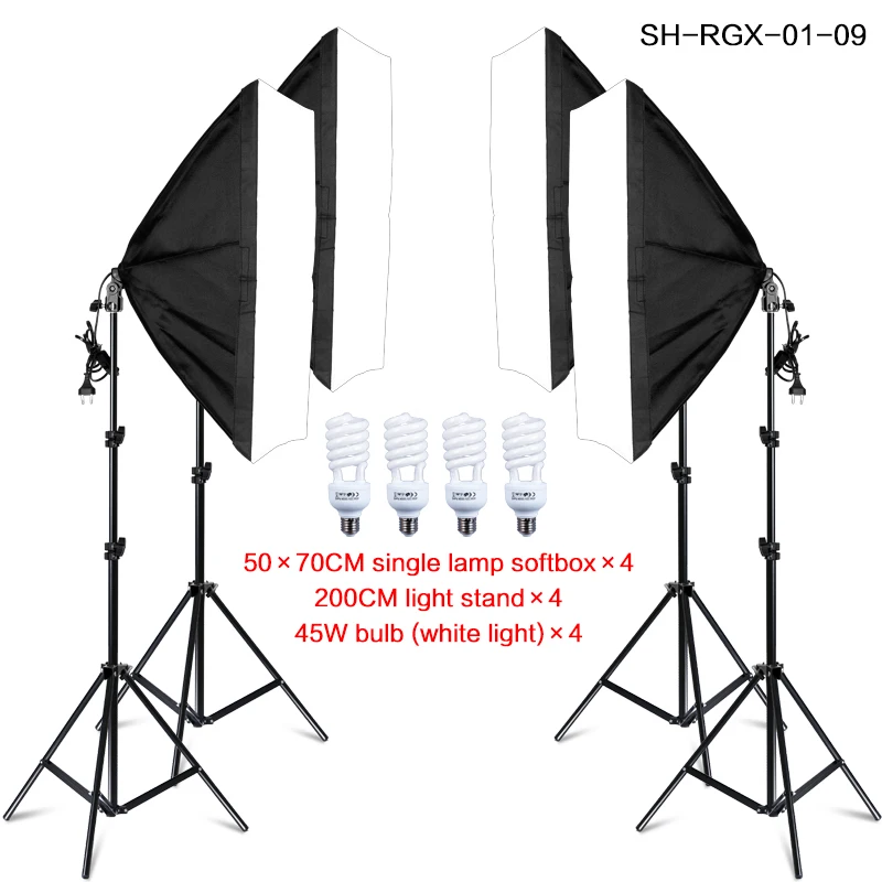 SH-RGX-01-09 Фотостудия прямоугольная фотография Мягкая коробка 8 Led 20 W комплект освещения для фотосъемки 2 световая подставка 2 Мягкая коробка сумка для переноски для камеры - Цвет: SH-RGX-01-09
