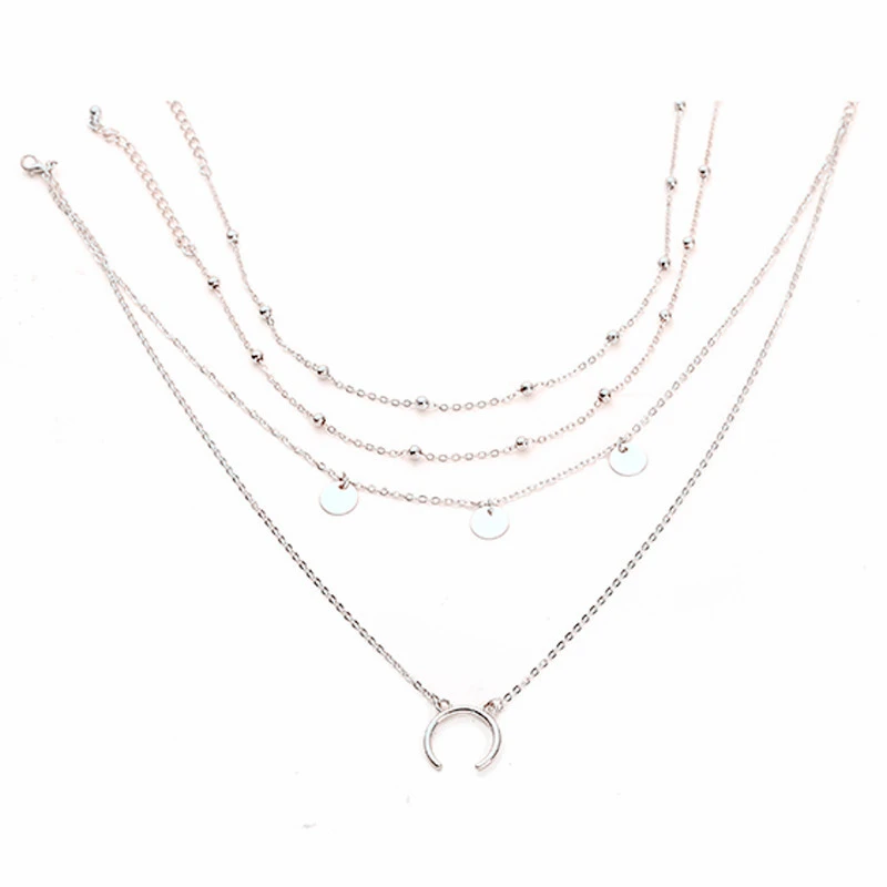 2019 модное ожерелье с многослойной луной золотой кулон женское Ретро милое