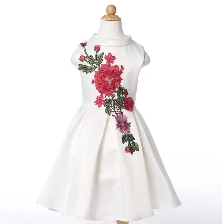2018 детское платье с цветочной вышивкой винтажное белое вечернее пайетками для