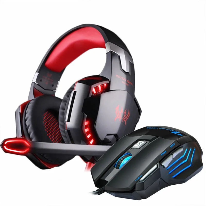G2000 red mmr3 Игровые наушники, гарнитура, проводные стерео наушники с микрофоном, большие наушники+ игровая мышь, 5000 точек на дюйм, мыши, проводные USB для ПК Pro Gamer - Цвет: G2000 red mmr3