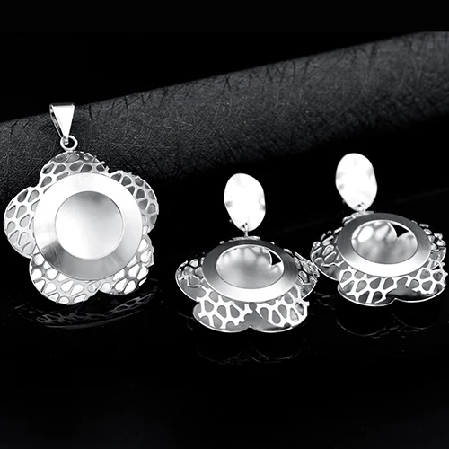 Earrings Pendant S Солнечный ювелирные изделия романтичные ювелирные изделия для Для женщин колье серьги Кулон Ювелирные наборы для вечеринки, дня рождения большой круглый цветок ювелирные изделия - Окраска металла: Earrings Pendant S