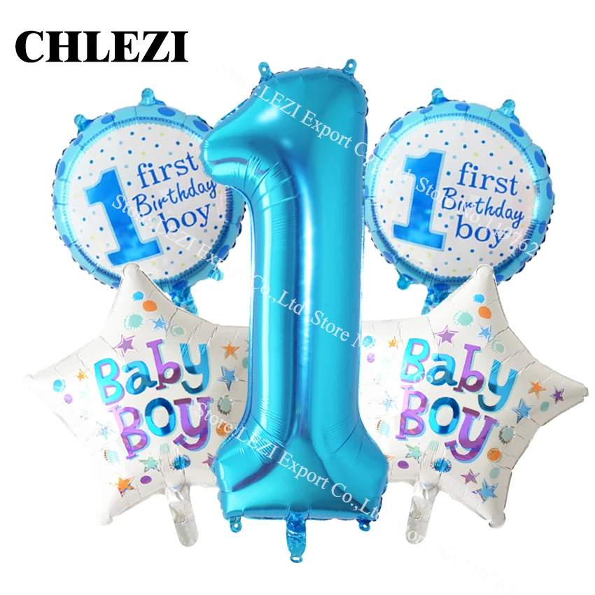 CHLEZI 5 шт./компл. Детские 1st на день рождения Фольга воздушные шары Комбинации