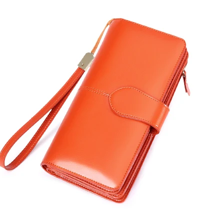 SENDEFN RFID Блокировка женский кожаный большой емкости клатч кошелек женский кошелек с сумкой для денег Mulit держатель для карт телефона 5138-6 - Цвет: Orange
