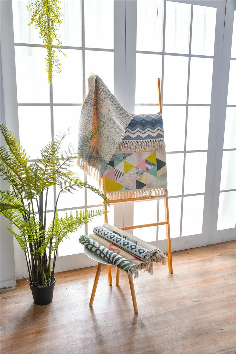 Morroco Carpet For Living Room Bedroom Rug Cotton Tassels Sofa Dyed Table Ruuner Bedspread Tapestry Home Decoration 60X90cm size