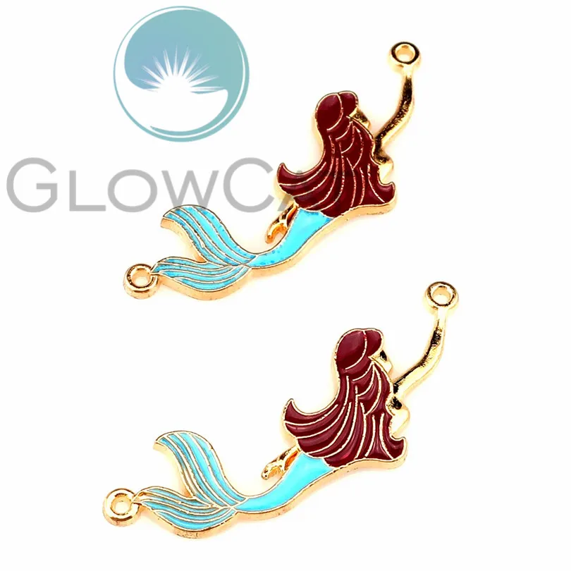 

5X Colors Enamel Metal Mermaid KC Gold Color Charms Girls Women DIY Necklace Pendant Jewelry Accessory 22217