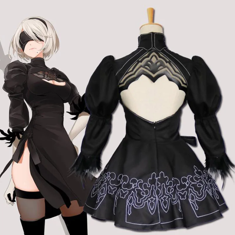 Женский костюм для косплея на Хэллоуин Nier Automata Yorha 2B сексуальное короткое платье