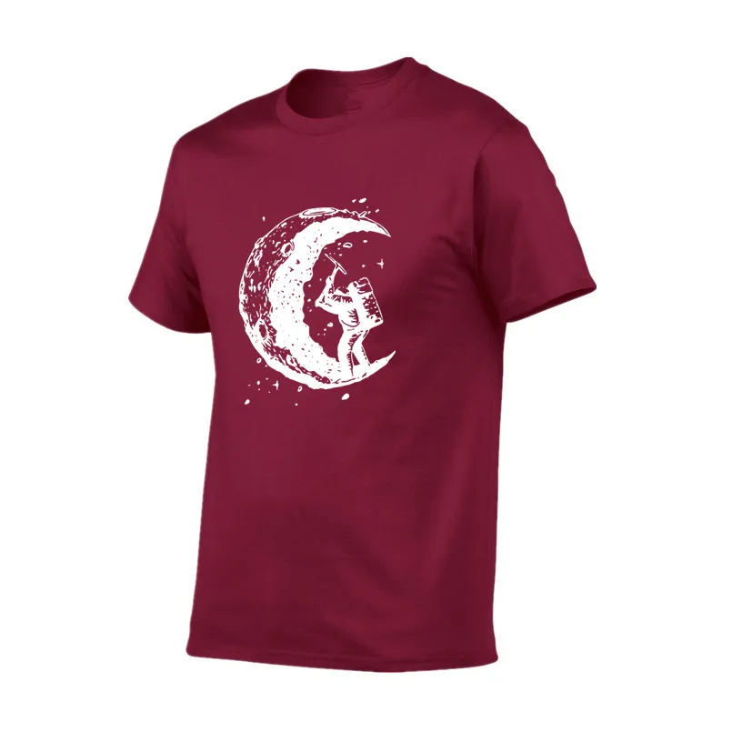 Мужская футболка с круглым вырезом IGGY Повседневная принтом Луны из 100% хлопка