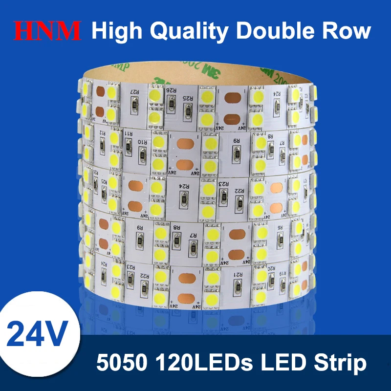 Светодиодная ленсветильник 24 В постоянного тока SMD 5050 120LED s двухрядная белая