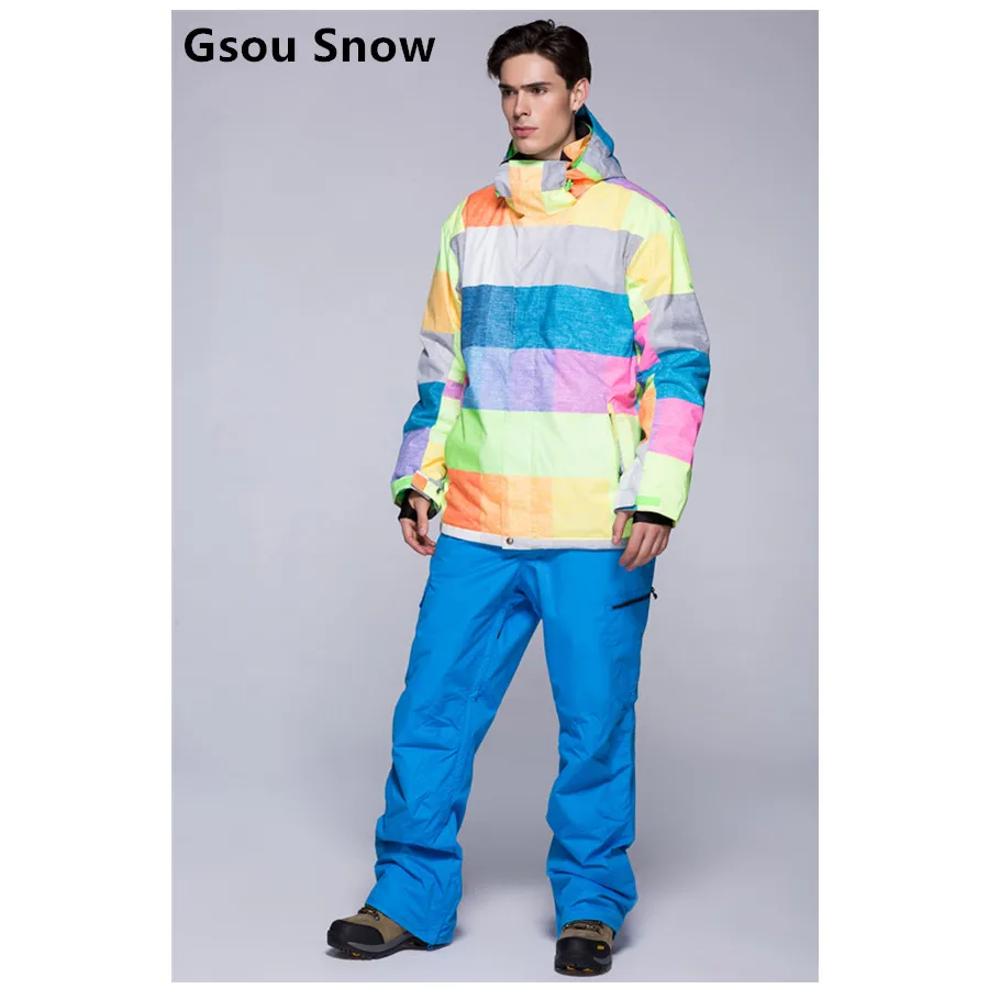 Лыжный костюм Snow gsou мужской в клетку ветронепроницаемый и теплый|ski suits male|ski suitgsou