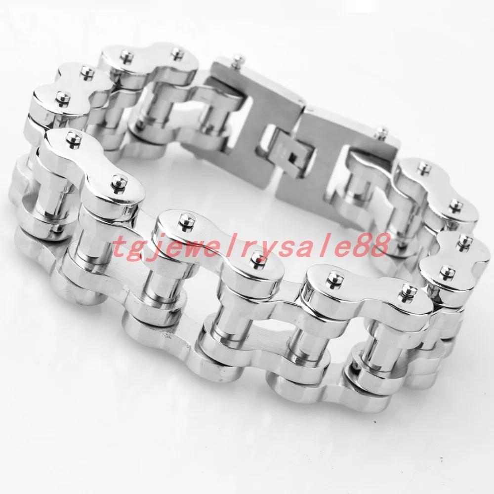 

10/13/18/22mm Wide Polishing Silver Color Stainless Steel Motorcycle Link Chain Bracelet Jewelry For Cool Men's Cuff Jewelry