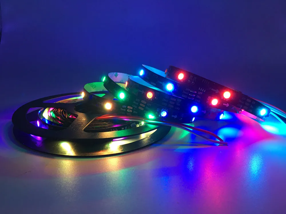 WS2811 5050 SMD RGB полосы Адресуемых Светодиодный светильник 30/48/60/144 светодиодный s/m светодиодный Пиксели внешний 1 Ic Управление 3 светодиодный s DC12V светодиодный ленточный светильник