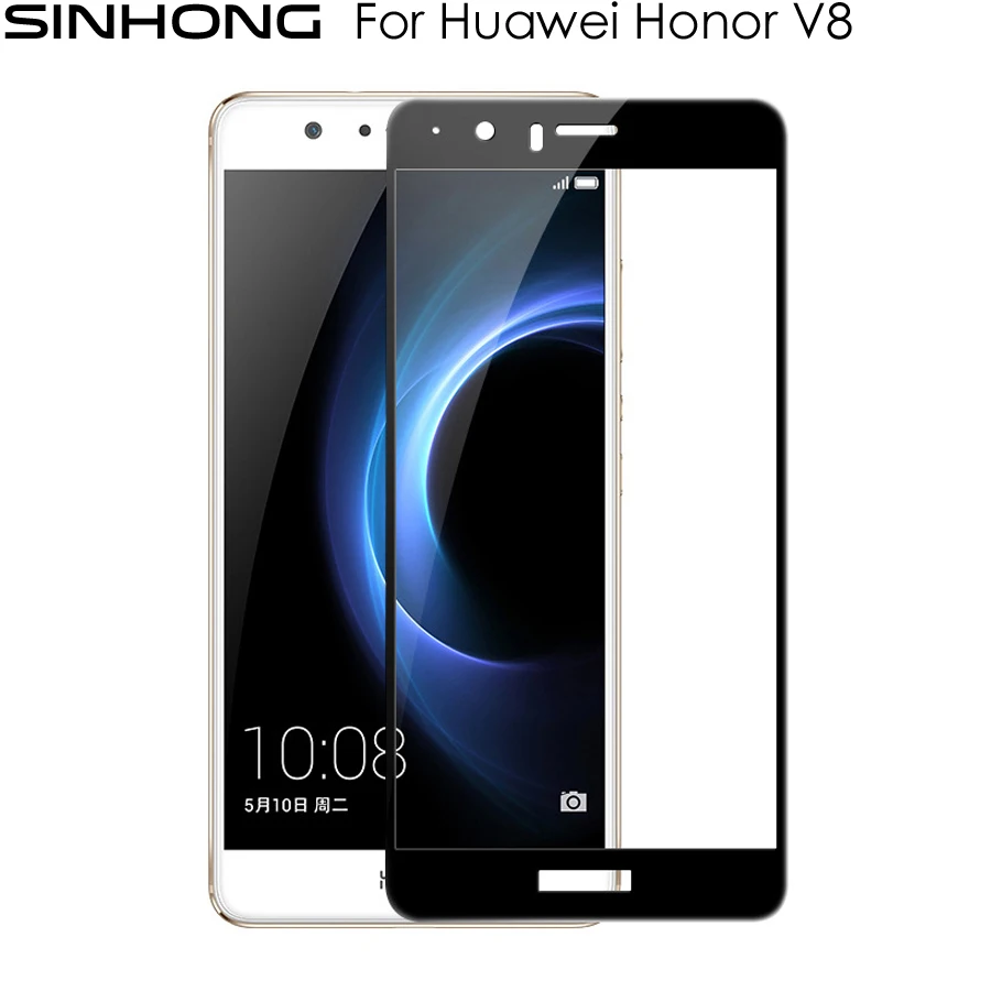 SINHONG 9H Full Coverage Tempered Glass Cover For Huawei Honor V8 Screen Protector Explosion Proof Film 2.5D With Retail Package | Мобильные
