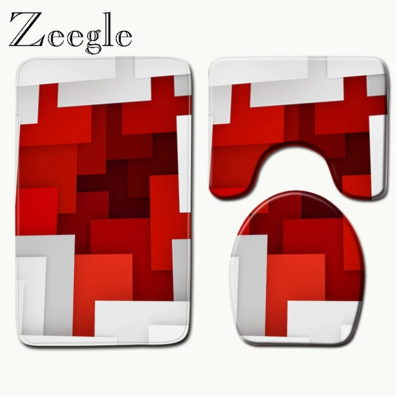 Zeegle 3D коврик для душа с геометрическим рисунком ванной из микрофибры коврики