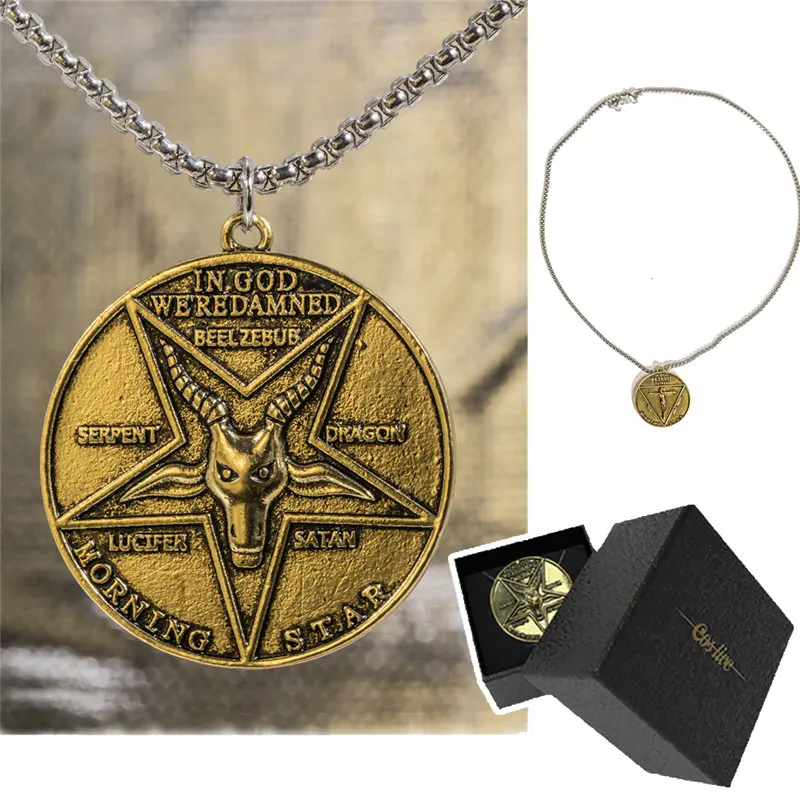 Xcoser дизайн Lucifer Pentecostal колье с монетой косплей реквизит золото серебро Монета
