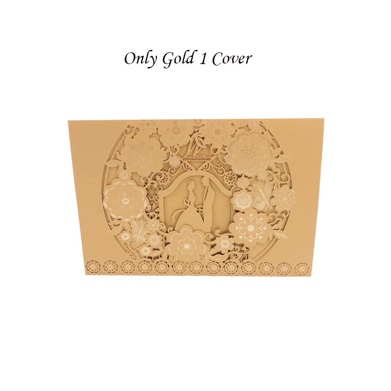 Only Gold 1 Cover 100 шт золотые, белые, синие, красные конверты с лазерной огранкой, роскошные свадебные пригласительные открытки с цветочным рисунком, кружевные конверты с принтом, украшения для свадебной вечеринки - Цвет: Only Gold 1 Cover