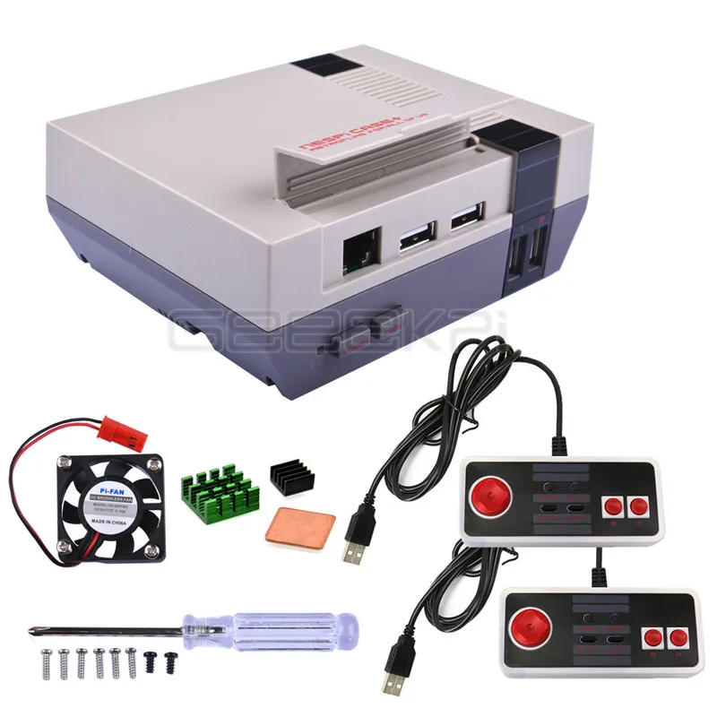 GeeekPi NESPi чехол+ плюс Retroflag комплект с вентилятором+ Дополнительные SNES/Turbo/2,4G беспроводные игровые контроллеры для Raspberry Pi 3 B+/3/2B - Цвет: with Turbo Controls