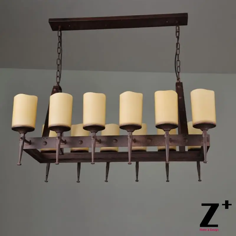 Промышленная винтажная кованая металлическая железная прямоугольная люстра