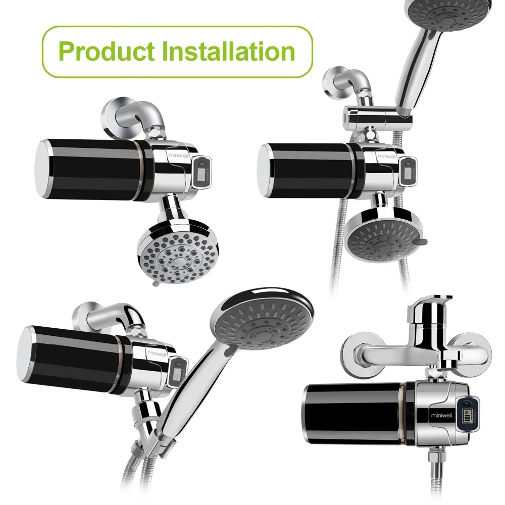 Miniwell L760-E201 душевой фильтр черный цвет с электронным дисплеем удаляет тяжелый