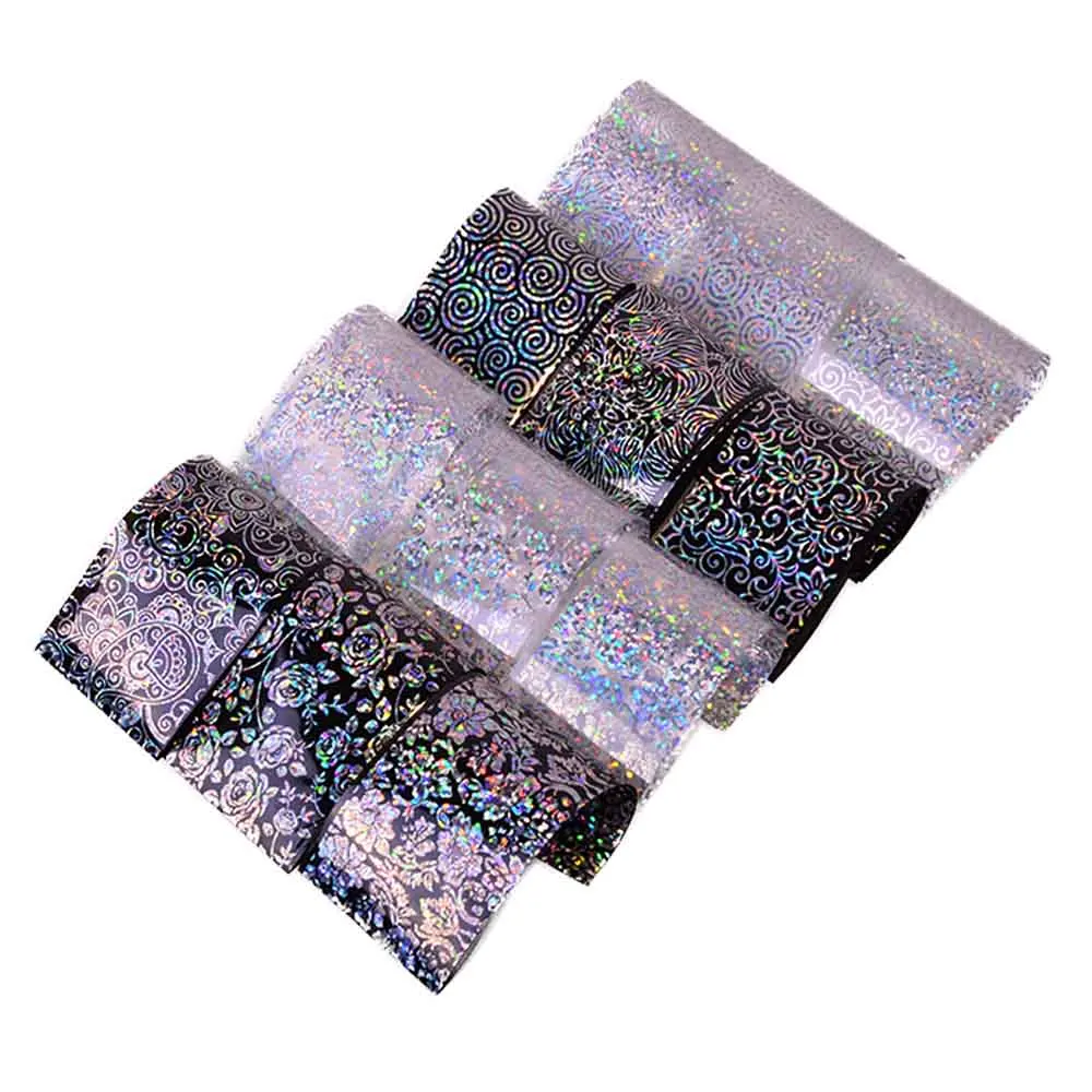 1M Starry Sky Shiny Laser Nail Foil Holographic Black/Transparent Paper Decals Art Sticker Decoration DIY Tools LAXK98-109 | Красота и