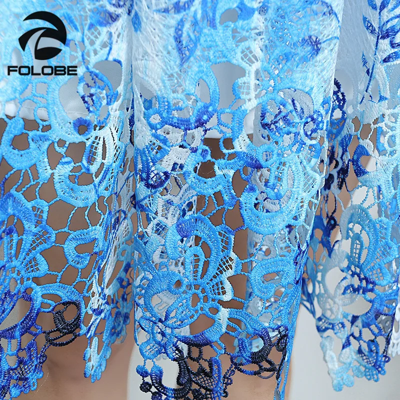 

FOLOBE Vintage White&Blue Lace Flowers Tulle Sleeveless Women Girl Dress Formal Dresses Party Dress