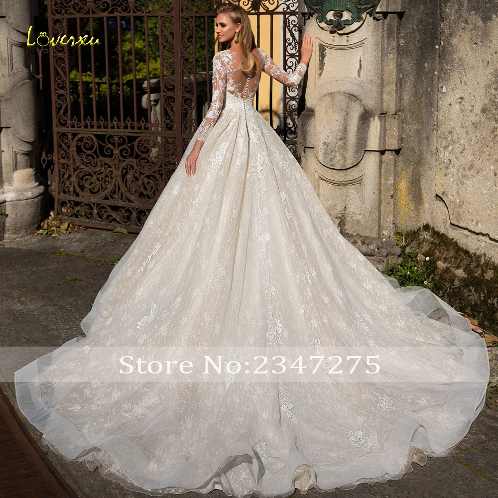 Свадебное платье с длинным рукавом Loverxu Vestido De Noiva кружевное принцессы