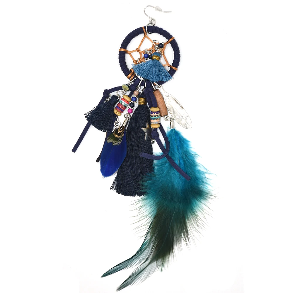 Новые этнические Винтажные серьги в богемском стиле с перьями и кисточками