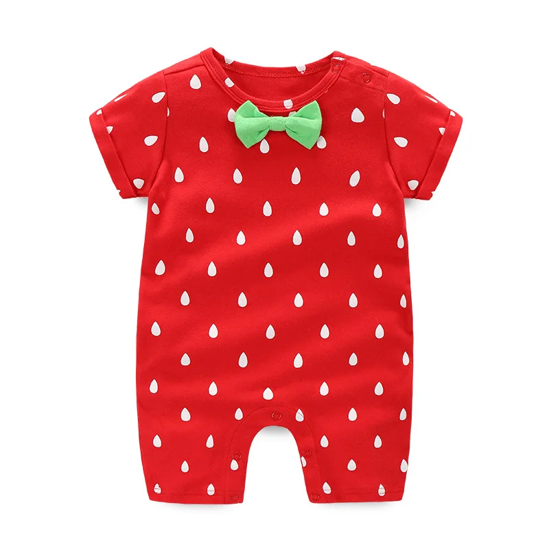 Комбинезон детский хлопковый с коротким рукавом буквенным бантом | Детская