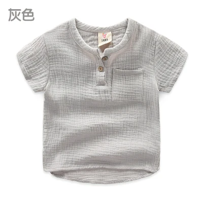frtpktlngrey Girls Tshirts Kids Cotton Clothes children t-shirts for baby boys t shirts candy solid short sleeve summer Tops linen soft - Цвет: frtpktlngrey