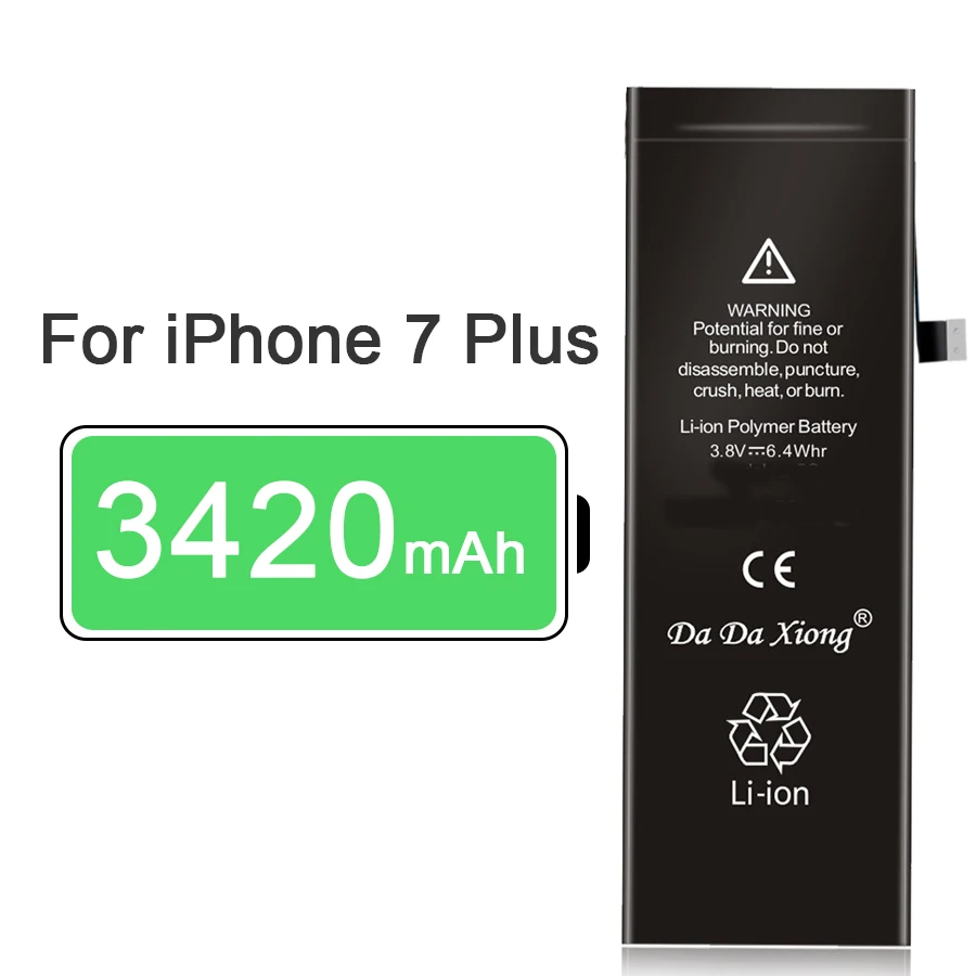 Da Xiong Аккумулятор для телефона для iPhone 5 S 7 Plus, максимальная емкость, сменные батареи, литий-полимерная батарея, Бесплатные инструменты - Цвет: 3420mAh For i7 Plus