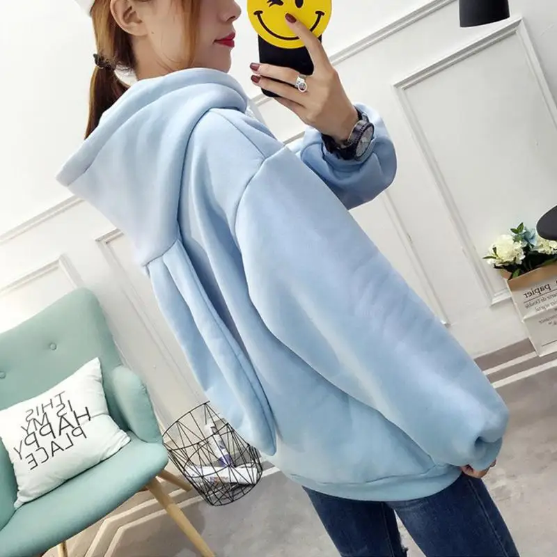 Милые женские толстовки с капюшоном Толстовка вышивкой заячьи ушки пуловеры