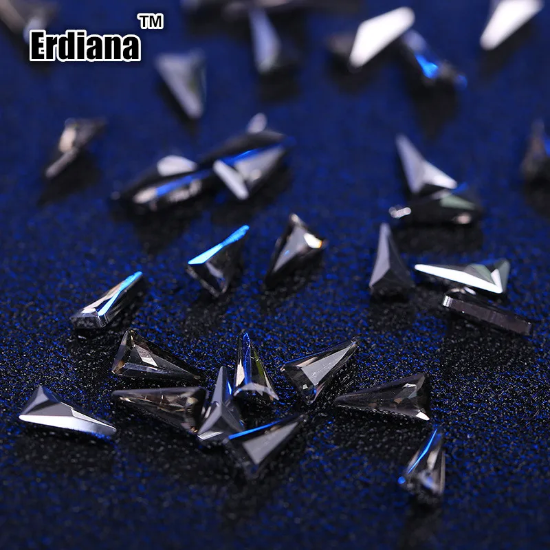 Erdiana 10 шт./компл. 5*10 мм хрусталя ногтей украшения треугольник AB блестящие