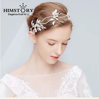 himstory leaves pearl bridal tiaras headband wedding hair bridal headpiece handmade ornaments hairband hair jewelry accessories