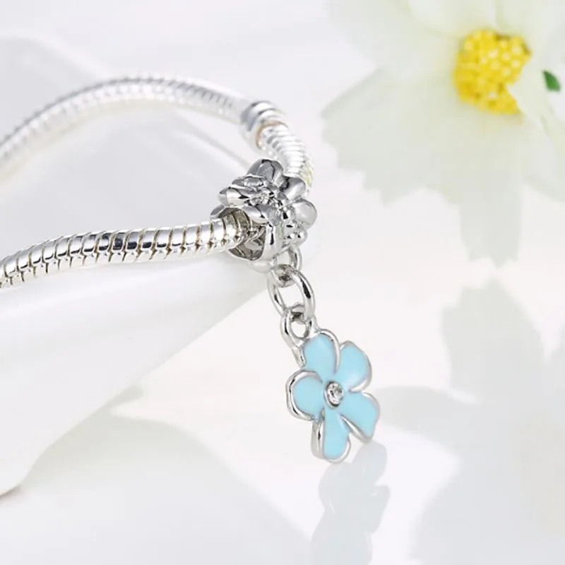 1 шт. Европейский плата Де Ли розовый синий цветок Висячие Бусы шарм браслеты