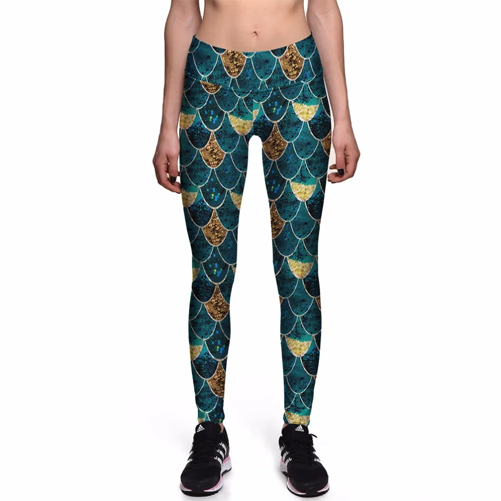 Новинка модные сексуальные женские леггинсы имитация русалки зеленые сшитые