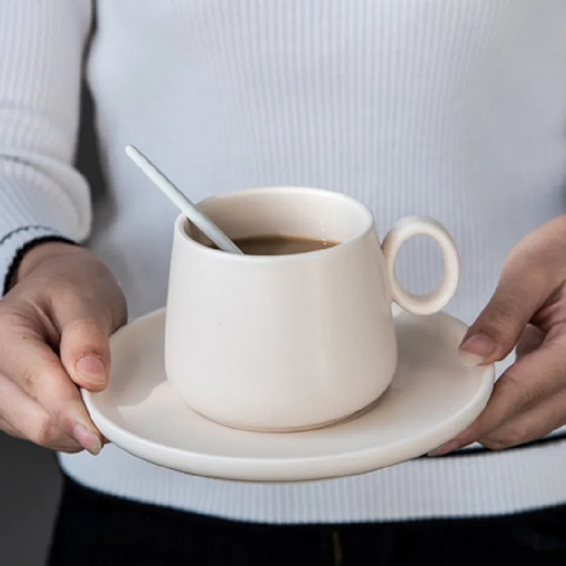 

4 Color Available Simple Matte Set Ceramic Coffee Stoneware Milk Cup Porcelain Dish
