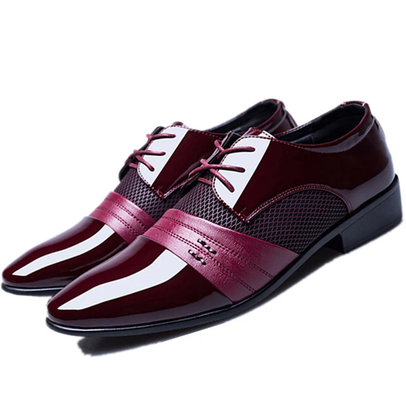 Мужские модельные туфли с острым носком; мужские свадебные туфли; sapato social masculino Sepatu Pria; Мужские модельные туфли; Zapatos De Hombre Para Vestir - Цвет: red Dress Shoes