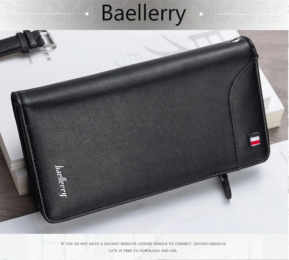 Мужские кошельки baellerry, длинные держатели для карт из искусственной кожи, высокое качество, на молнии, с карманом для телефона, мужской кошелек, модный бренд, мужская сумка