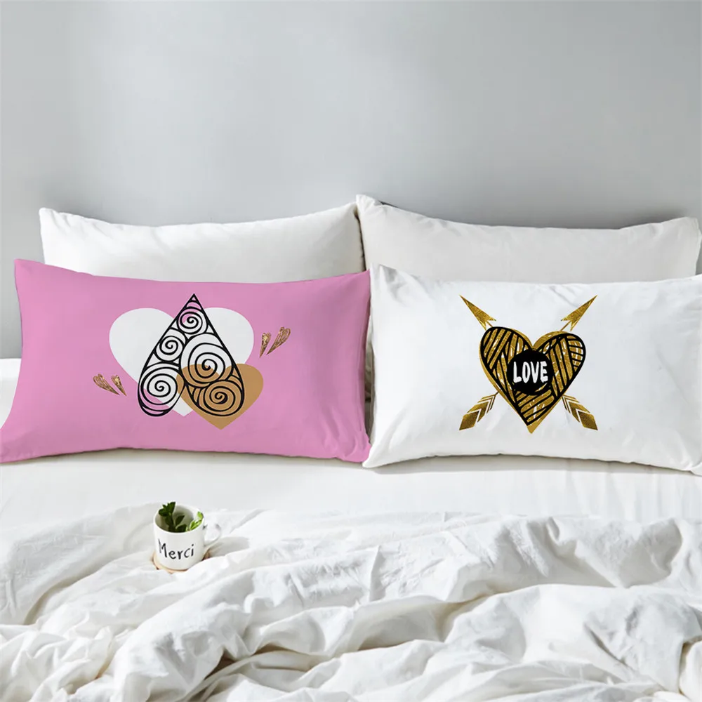 

Couples Pillowcase Letter I LOVE YOU Print Lovers Pillow Case Heart Print Pillow Cover Wedding Anniversary Gift Polyester D20