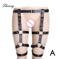 thierry women bondage sex toys leg harness body belts leather garters punk style chastity strap from waist to leg adjustable