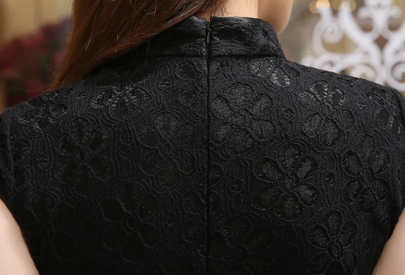 SHENG COCO сексуальное черное китайское стильное платье Ципао тонкое кружево Cheongsam Летнее модное улучшение винтажное Chipao