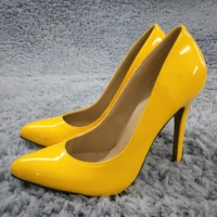 women stiletto thin high heel pumps sexy pointed toe yellow patent party ball fashion lady shoes 119 b3