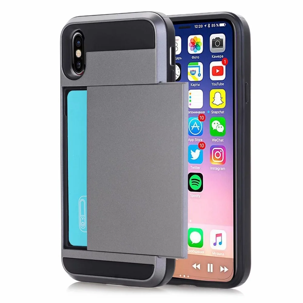 Гибридный защитный чехол из ТПУ и поликарбоната для iPhone XS Max XR X, чехол-кошелек для samsung S10 Plus Note 9, Прямая поставка