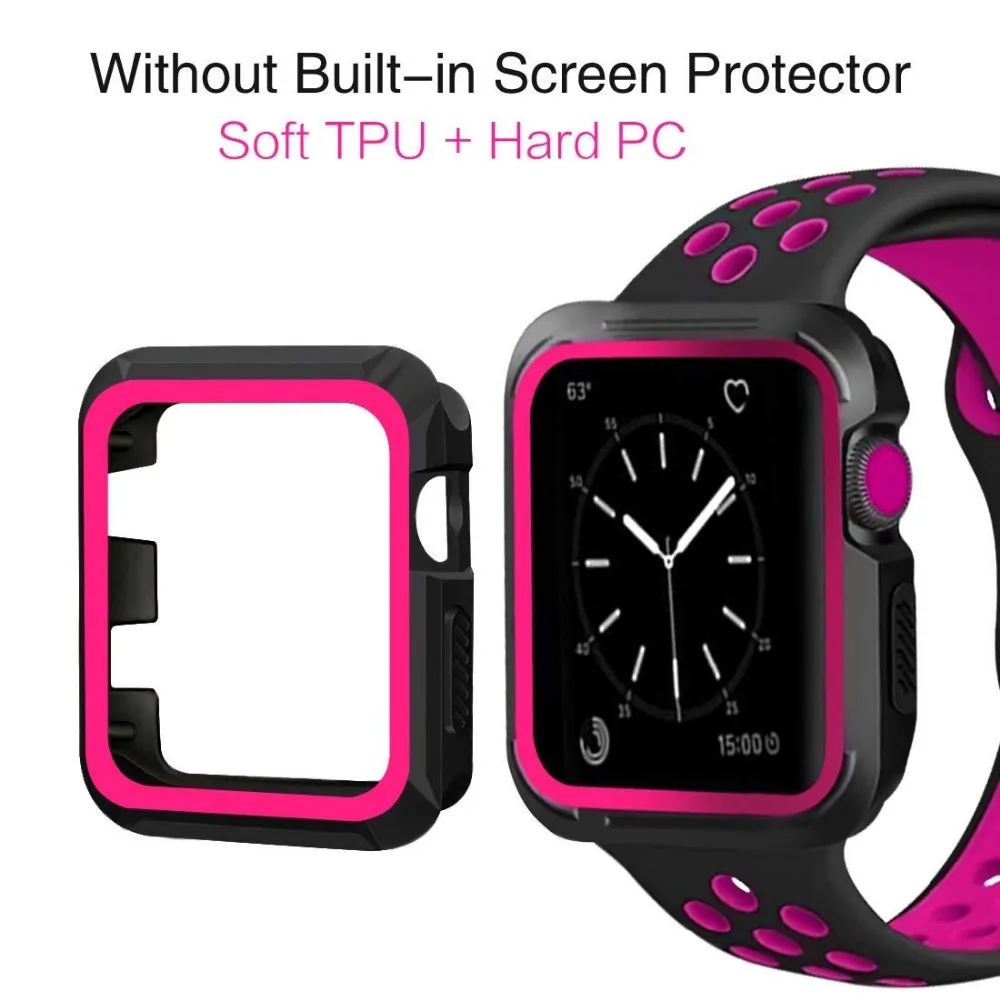 Apple Watch Band с чехлом 38 42 ударопрочный защитный чехол мягкий силиконовый спортивный