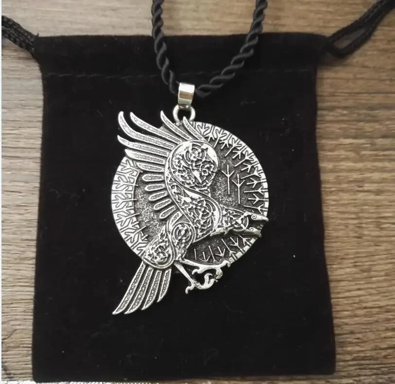 Викинг норвежский RAGNAR'S RAVEN Neckace ювелирные изделия талисман подвеска с металлической цепочкой 55 см для мужчин подарок SanLan - Окраска металла: 03