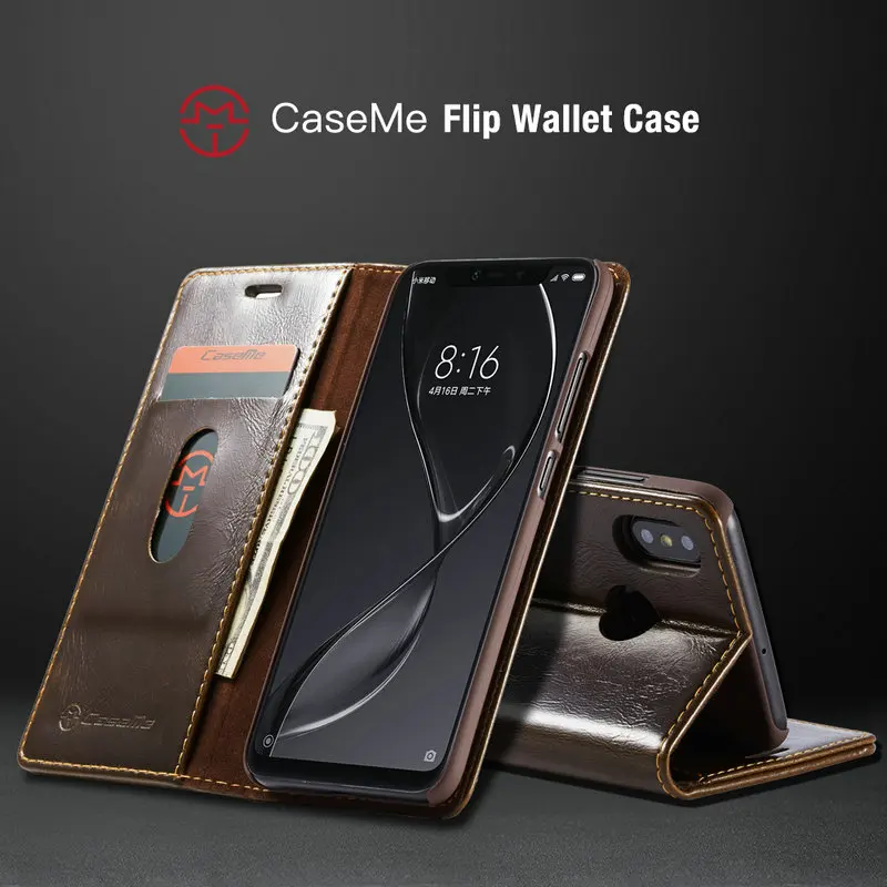 CaseMe Магнитный чехол кошелек для телефона Xiaomi Mi8 роскошный кожаный книжка R64 Redmi 6 6A