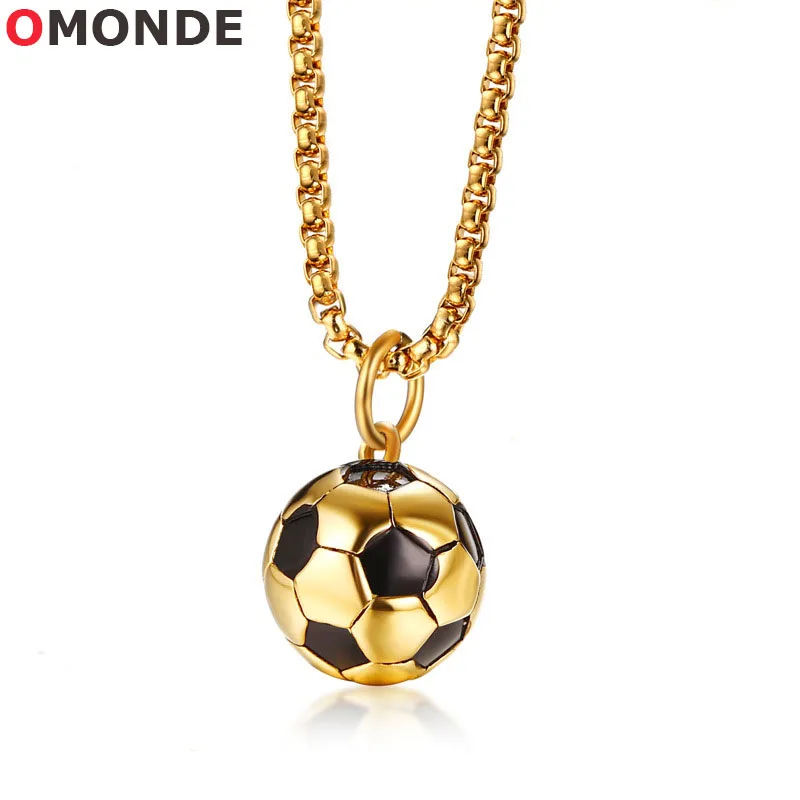

Golden Football Pendant Necklace Hiphop Stainless Steel Soccer Champion Ball Charm for Men Fitness Sporty Jewelry Unique Gift