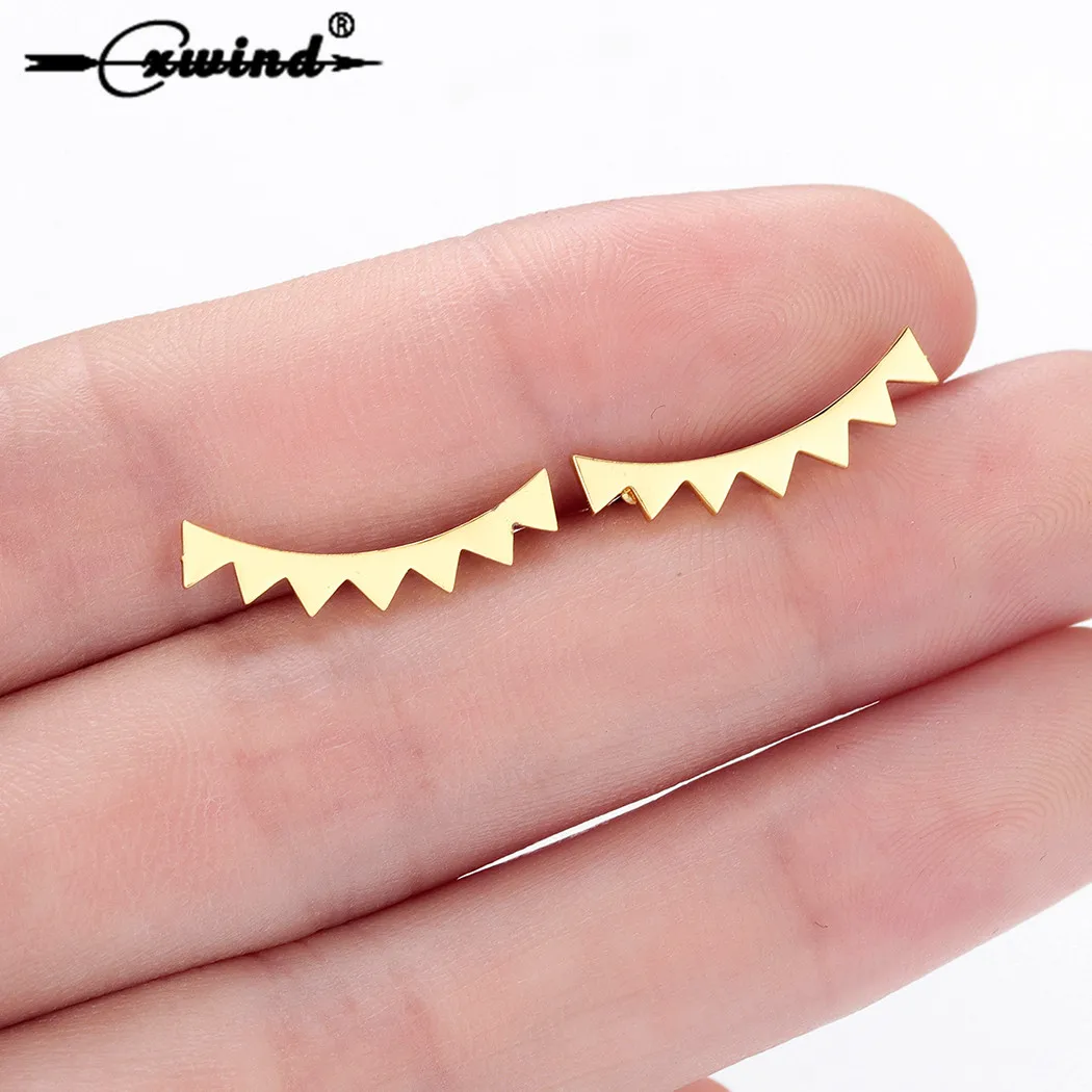 НОВЫЕ геометрические серьги Cxwind модные треугольные серьги-гвоздики с нажимной